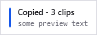 The brief notification shown after a copy